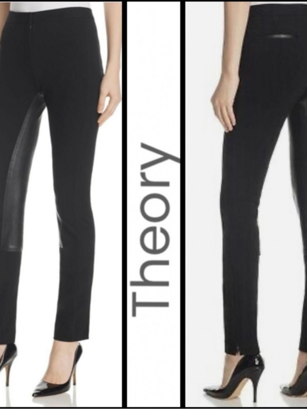Theory Vegan Leather Trim Riding Ponte Pant